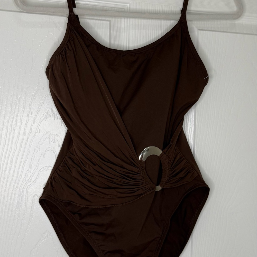 Anne‎ Cole Chocolate Brown One Piece Swimsuit Sz 14